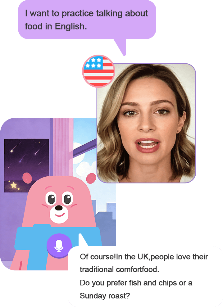 AI tutor chat scene in English